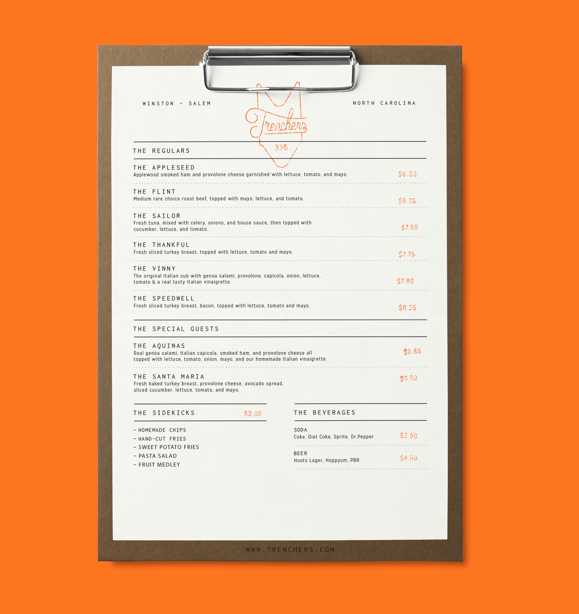Trenchers Menu